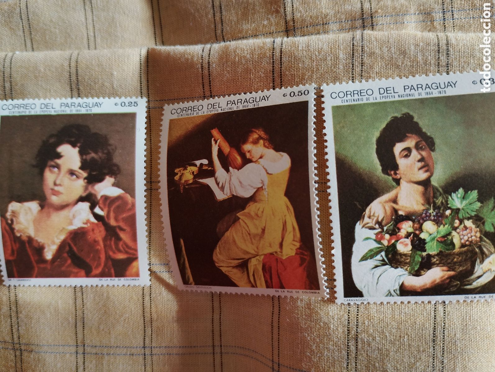 Sellos: 3 sellos del Paraguay. Centenario de la Epopeya Nacional de 1864-1870.