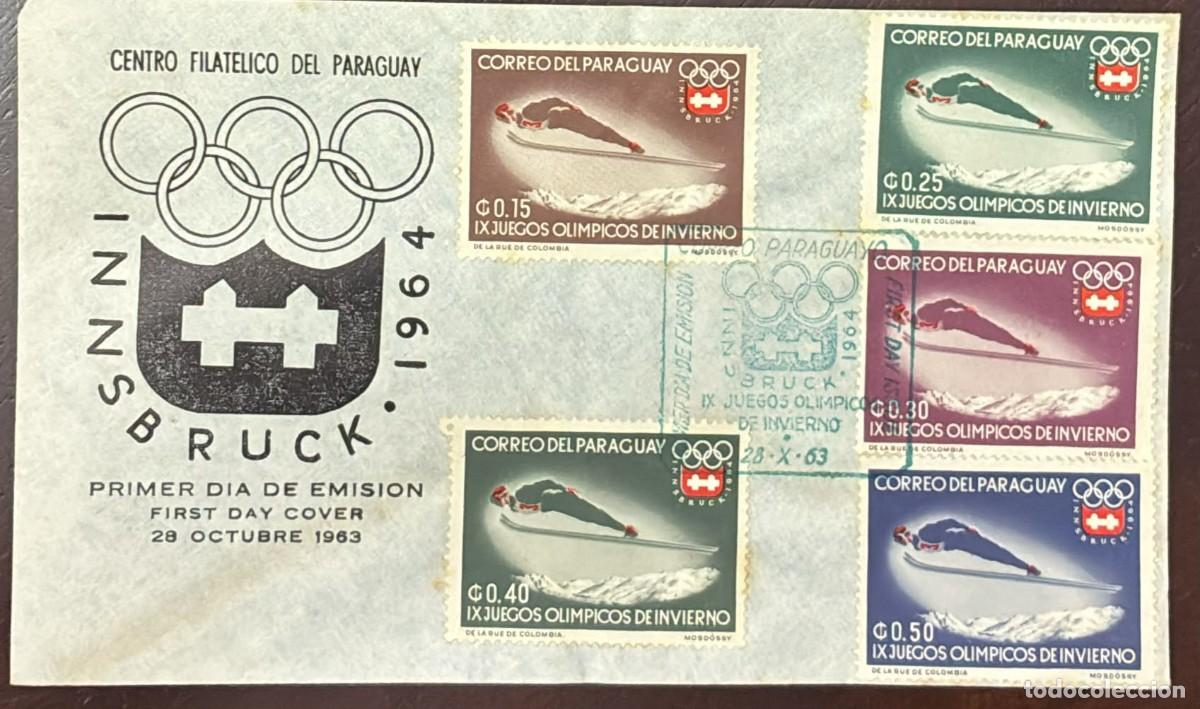 Sellos: MI) 1963 PARAGUAY, FDC,WITH THE IX OLYMPIC WINTER GAMES IN INNSBRUCK '64 STAMPS,VF.