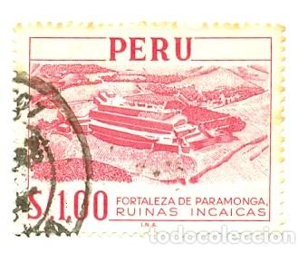Sellos: 2peru-482. Sello usado Per&uacute;. Fortaleza de Paramonga - Foto 1