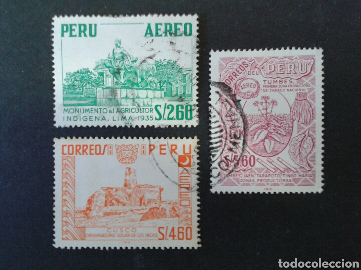 Sellos: PER&Uacute;. YVERT A-210/12. SERIE COMPLETA USADA. - Foto 1