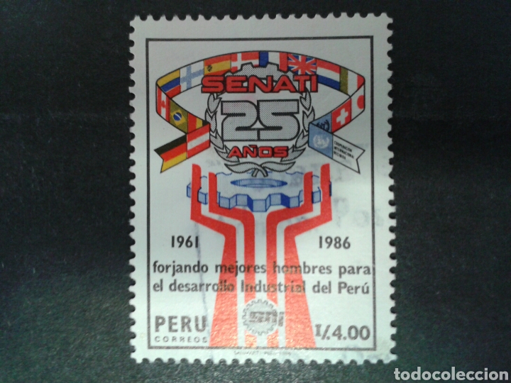 Sellos: PER&Uacute;. YVERT 852. SERIE COMPLETA USADA. BANDERAS - Foto 1