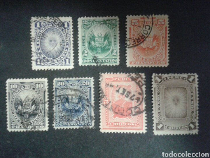 Sellos: PER&Uacute;. YVERT 76/82. SERIE COMPLETA MAYOR&Iacute;A USADA. - Foto 1