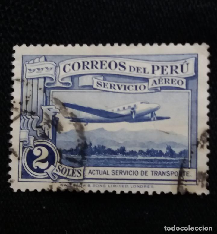 Sellos: CORRE0 DEL PERU, 2 SOLES, SERVICIO AEREO, 1936. - Foto 1