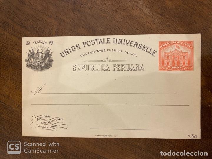 Sellos: ENTERO POSTAL. REPUBLICA PERUANA. PER&Uacute;. 2 CENTAVOS. - Foto 1