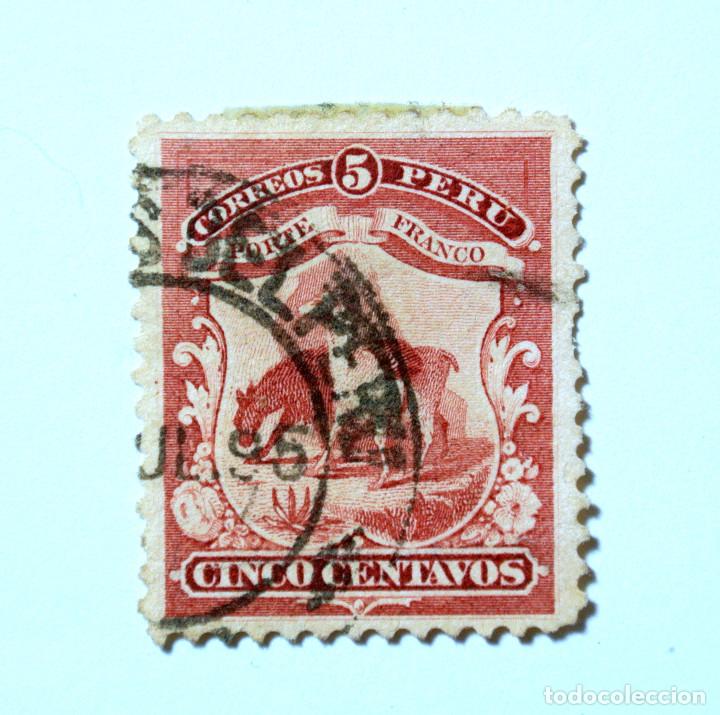 Sellos: Sello postal PER&Uacute; 1895 , 5 centavos, Llama - Foto 2