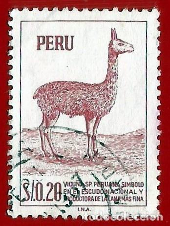Sellos: Peru. 1966. Scott # 497. Fauna. Vicu&ntilde;a peruana - Foto 1