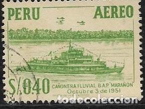 Sellos: PER&Uacute; A&Eacute;REO YVERT 104, BARCOS - Foto 1