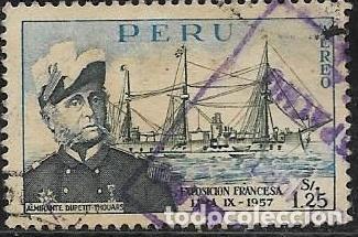 Sellos: PER&Uacute; A&Eacute;REO YVERT 123, BARCOS - Foto 1