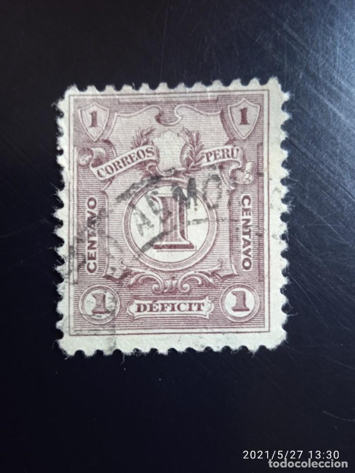 Sellos: PERU 1 CTS DEFICIT A&Ntilde;O 1909. - Foto 1