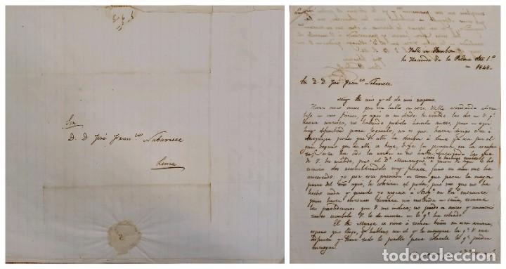 Sellos: O) 1848 PERU, PREPHILATELIC, PRESTAMP, COMPLETE LETTER, HACIENDA DE LA PALMA, XF