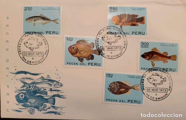 Francobolli: O) 1972 PERÚ, FISH, POPEYE CATALUFA, GUADARA, JACKS, PONTIUS, HOGFISH, BONITA CANCELACIÓN, FDC XF