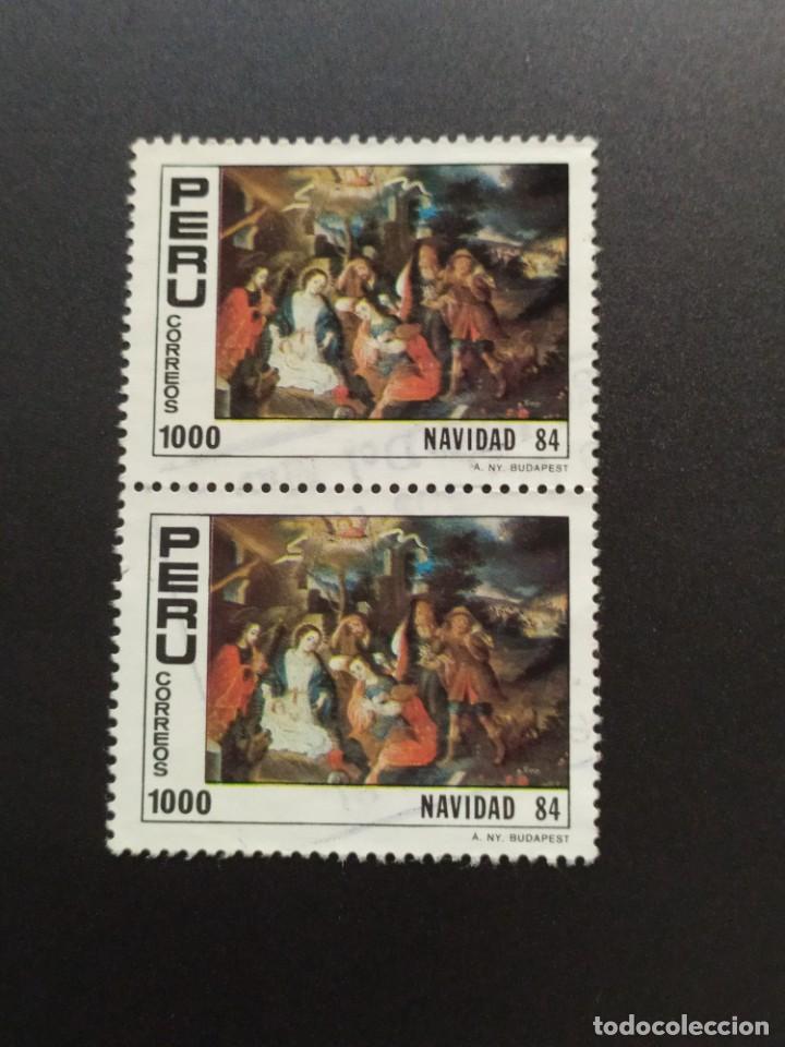 Sellos: ## Per&uacute; usado 1984 Navidad bloque de 2 sellos## - Foto 1