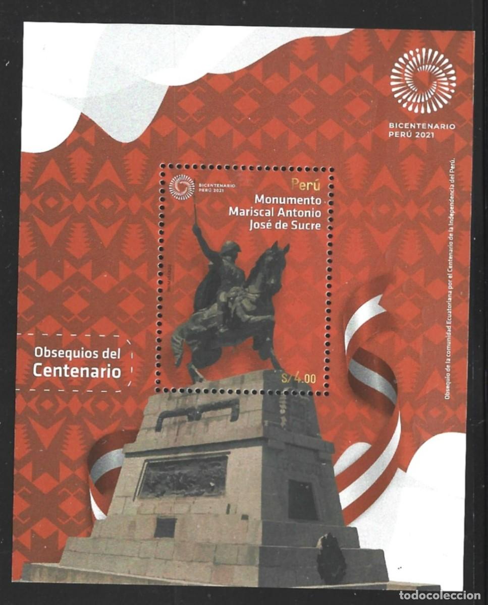 Sellos: PERU HB 114** - A&Ntilde;O 2021 - CENTENARIO DE LA REPUBLICA DEL PERU - Foto 1