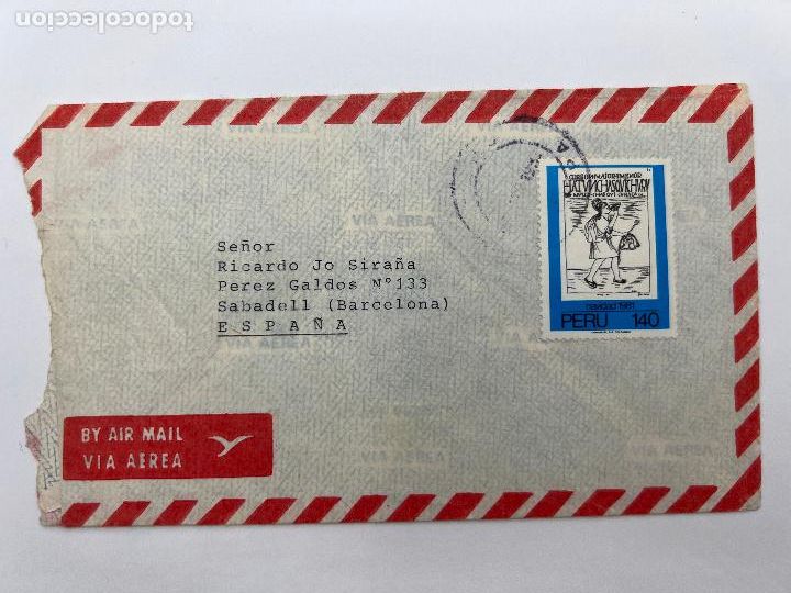 Sellos: CORREO AEREO. PERU - ESPA&Ntilde;A. - Foto 1