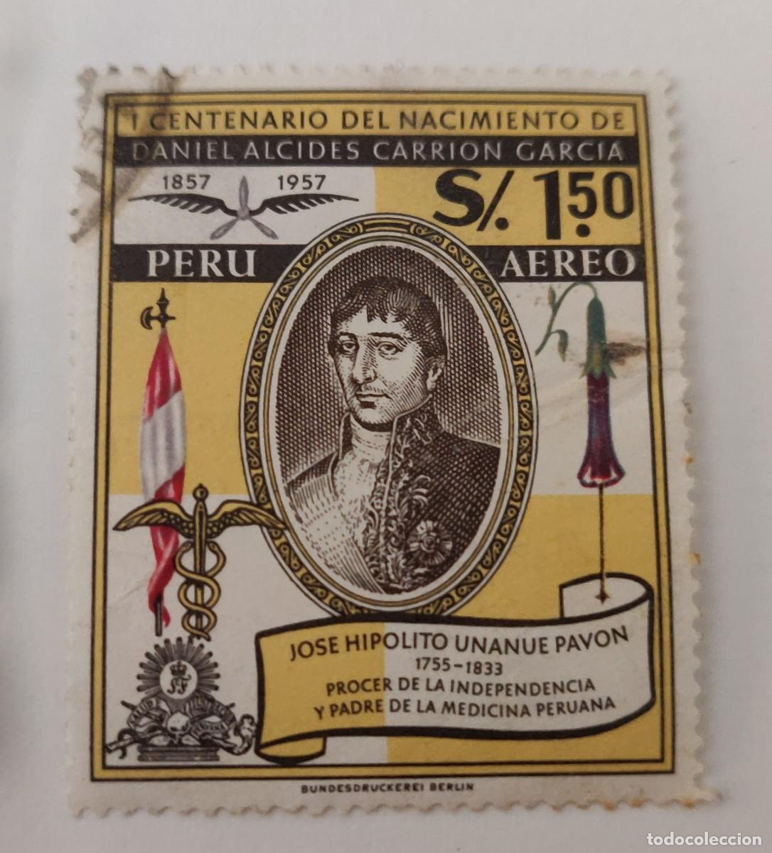 Sellos: Sello de Peru Primer Centenario Daniel Alcides - Foto 1