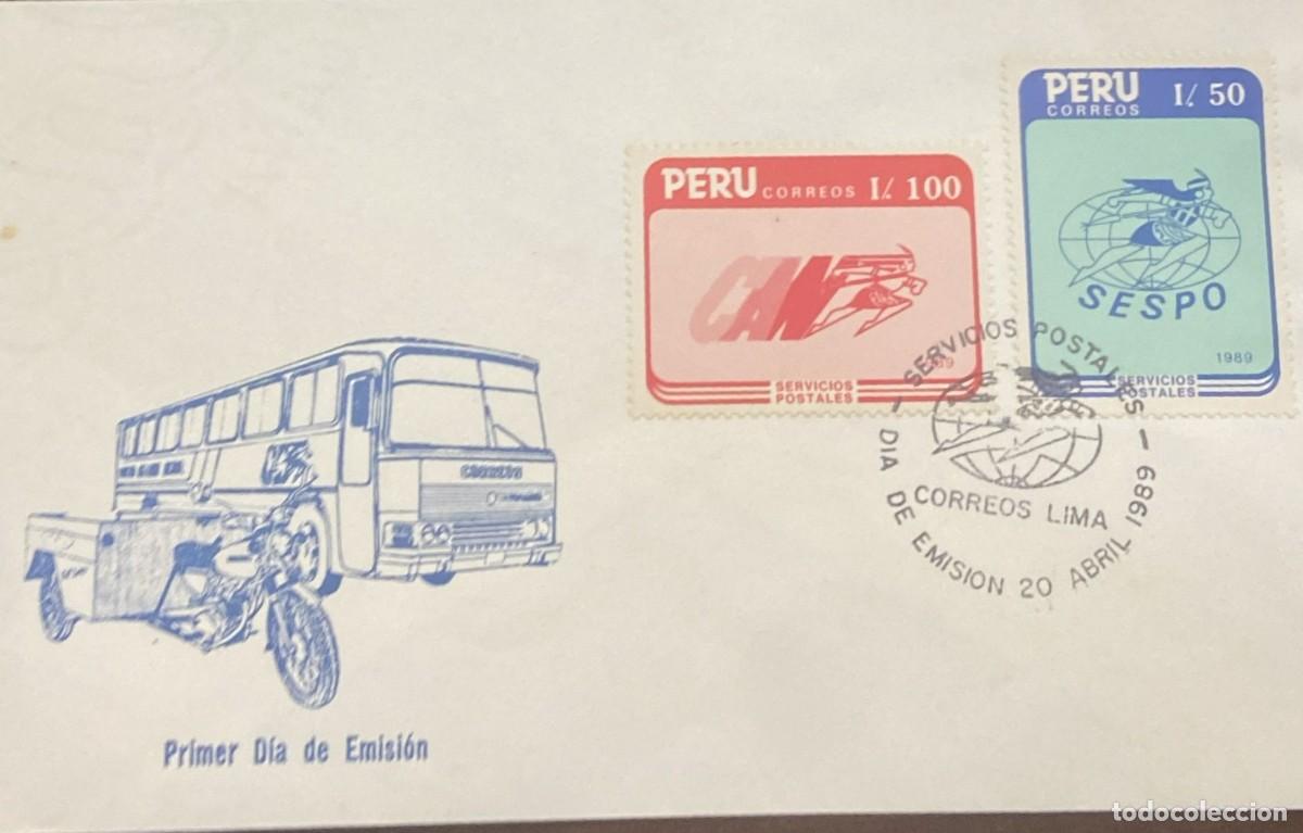 Sellos: D)1989, PERU, FIRST DAY COVER, ISSUE, POSTAL SERVICES, FDC - Foto 1