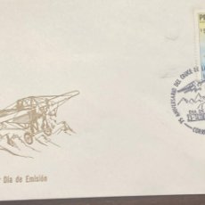 Sellos: D)1986, PERU, FIRST DAY COVER, ISSUE, 75TH ANNIVERSARY OF THE CROSSING OF THE ALPS BY JORGE CHAVEZ,