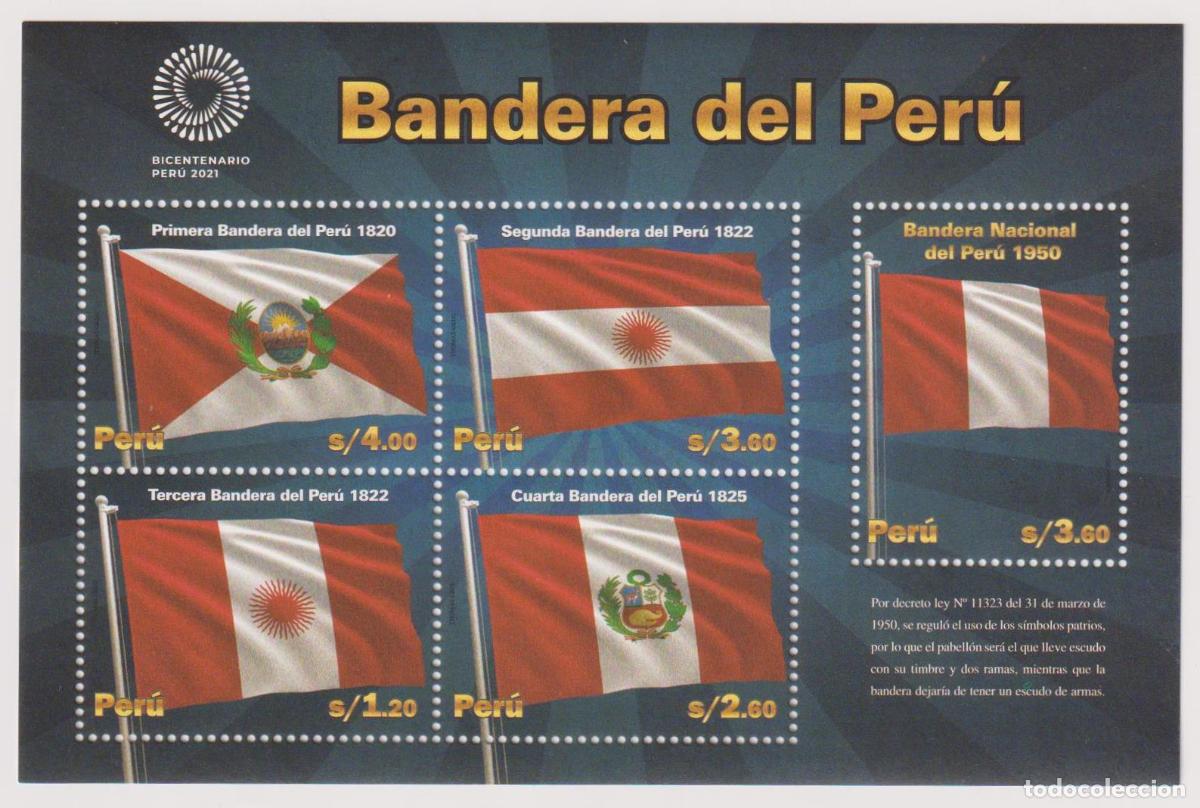 Sellos: Per&uacute; 2021 Banderas MNH - Foto 1