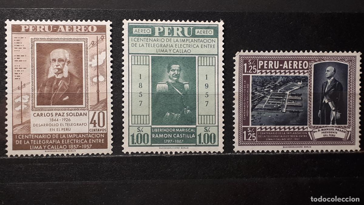 Sellos: PER&Uacute; . A&ntilde;o 1958 (*). YVERT A&Eacute;REO 135/7 - Foto 1