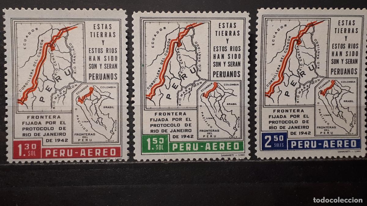 Sellos: PER&Uacute; . A&ntilde;o 1962 (*). YVERT A&Eacute;REO 169/71 - Foto 1