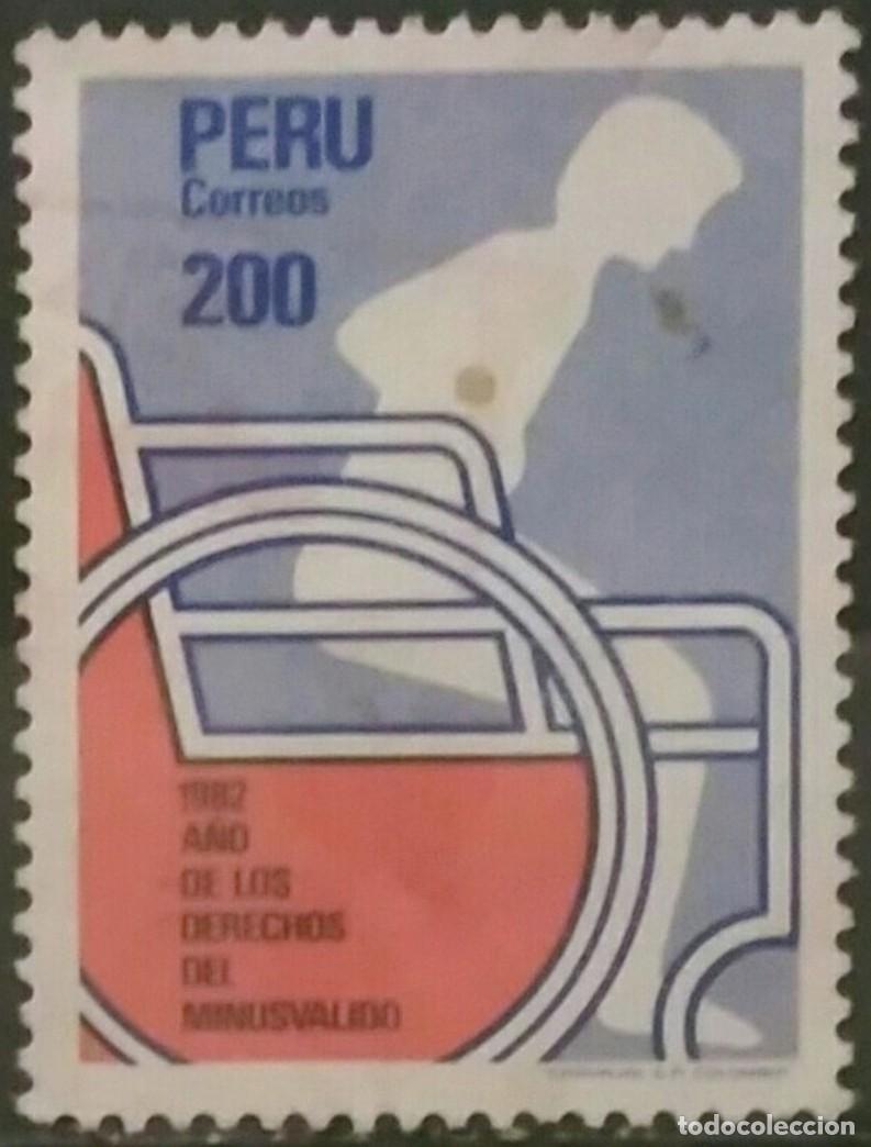 Sellos: PER&Uacute; 1982 A&ntilde;o de los derechos de los minusv&aacute;lidos. USADO - USED. - Foto 1