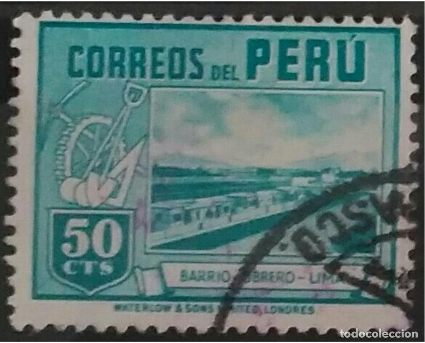 Sellos: PER&Uacute; 1945 Barrio Obrero + Lima. USADO. - Foto 1