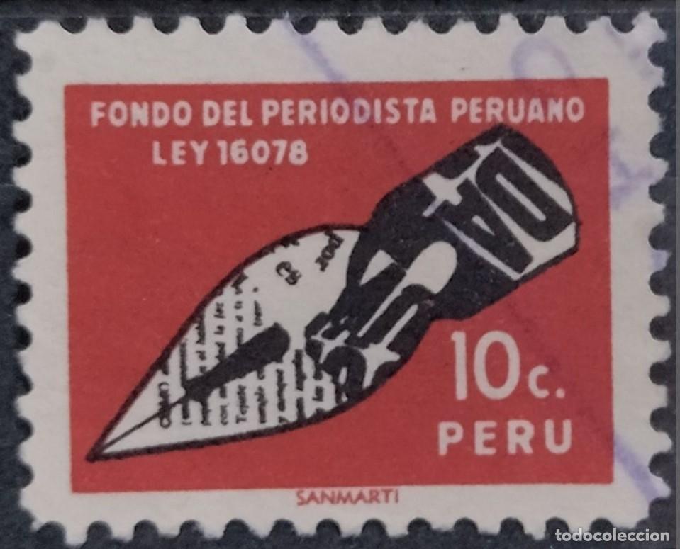 Sellos: PER&Uacute; 1967 Surtax for Journalism. USADO - Foto 1