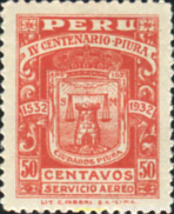 Sellos: 352140 HINGED PERU 1932 CUARTO CENTENARIO DE LA CIUDAD DE LIMA - Foto 1