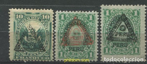 Sellos: 709376 HINGED PERU 1883 PERU Y EL SOL, SOBRECARGA TRIANGULAR - Foto 1