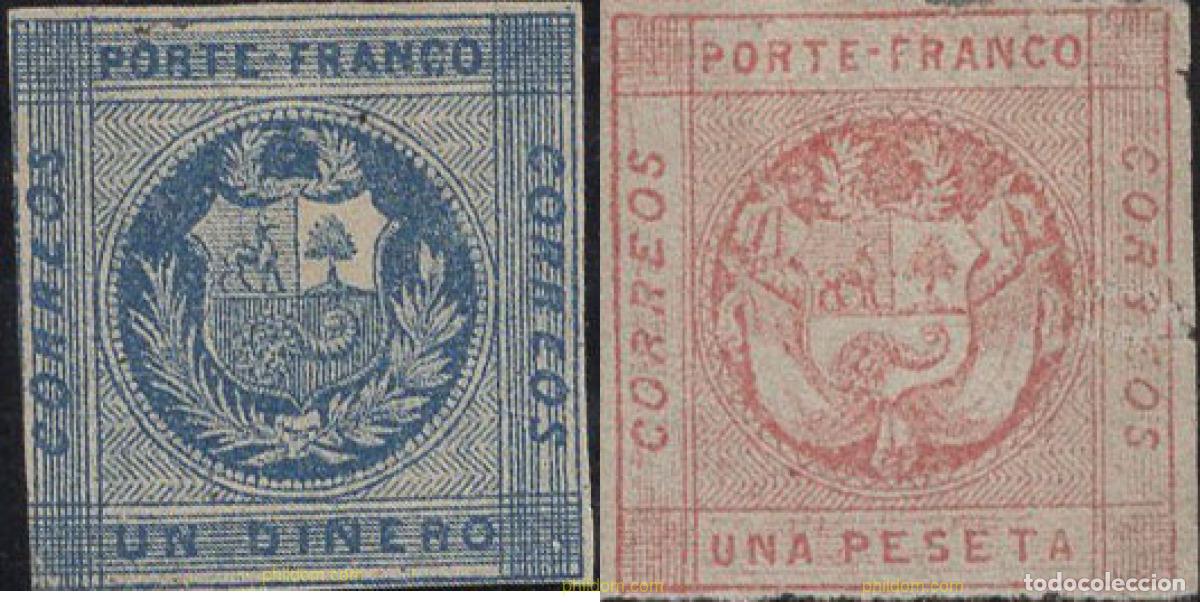 Sellos: 643516 HINGED PERU 1858 ESCUDO - Foto 1
