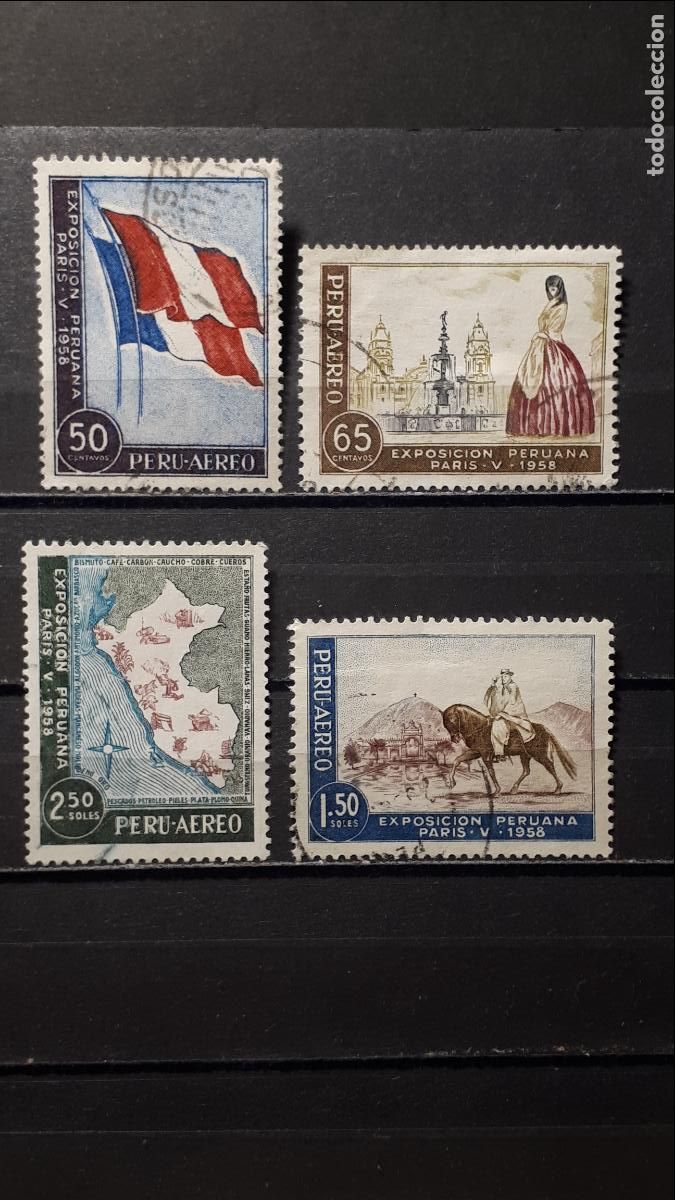 Sellos: PER&Uacute;. A&Ntilde;O 1958. &deg;. YVERT A&eacute;reo 138/41 - Foto 1