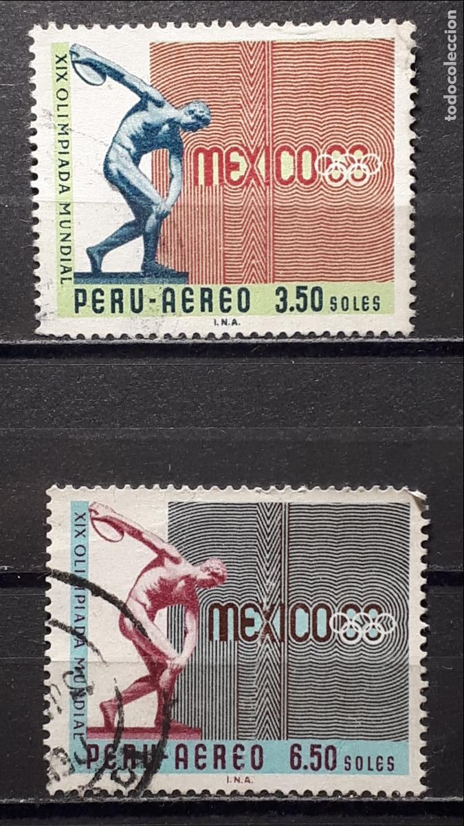 Sellos: PER&Uacute;. A&Ntilde;O 1968. &deg;. YVERT A&eacute;reo 228, 230 - Foto 1