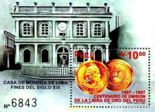 Sellos: 351664 MNH PERU 1997 CENTENARIO DE LA EMISION DE LA LIBRA DE ORO DEL PERU - Foto 1