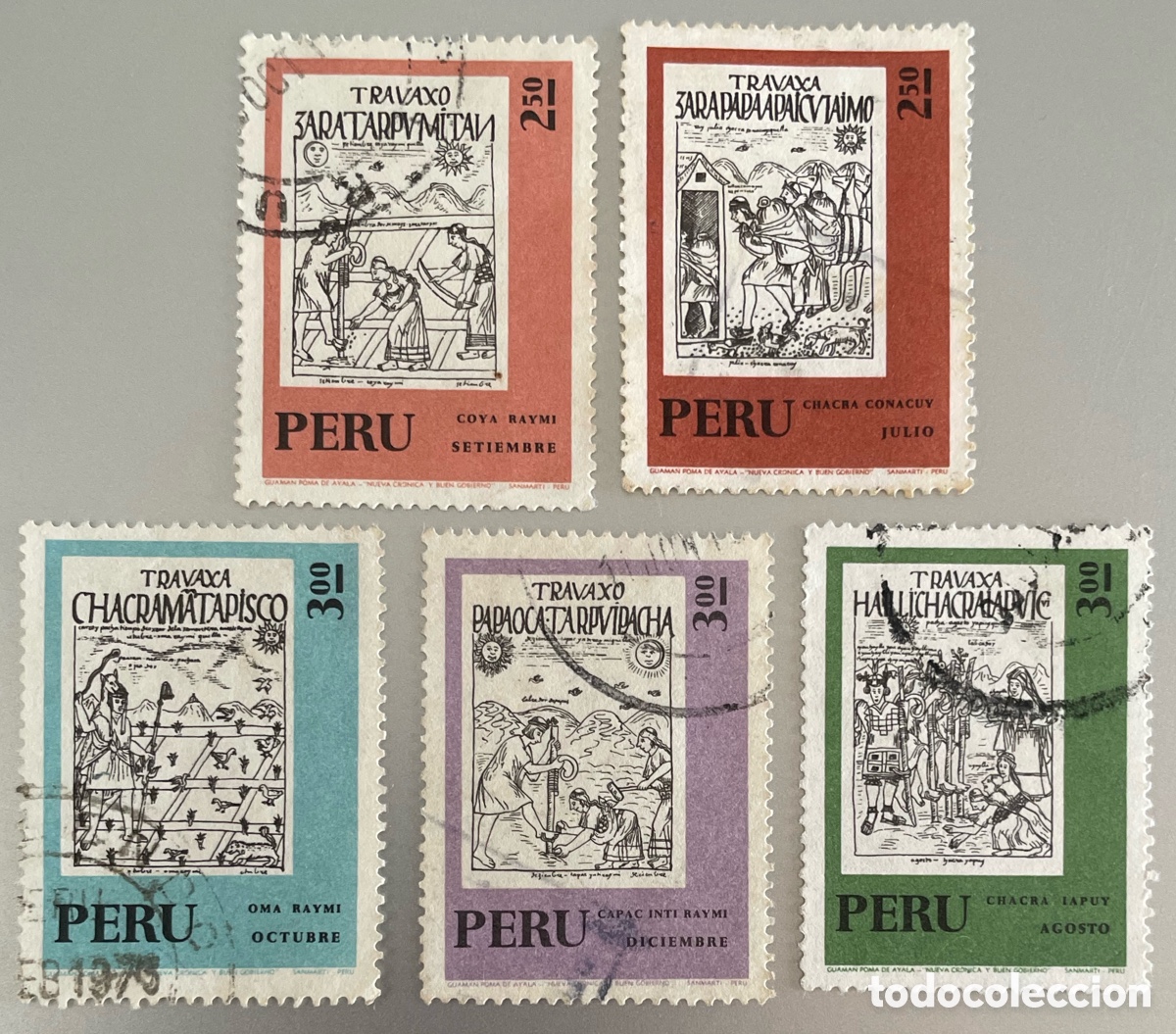 Sellos: Per&uacute;. Calendario incaico. 1972 - Foto 1