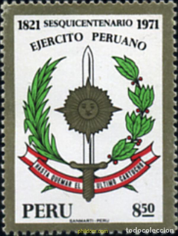 Sellos: 351226 MNH PERU 1971 HOMENAJE AL EJERCITO PERUANO - Foto 1