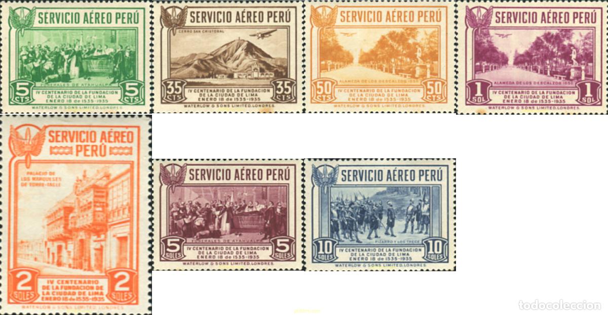 Sellos: 724285 HINGED PERU 1935 CUARTO CENTENARIO DE LA CIUDAD DE LIMA - Foto 1