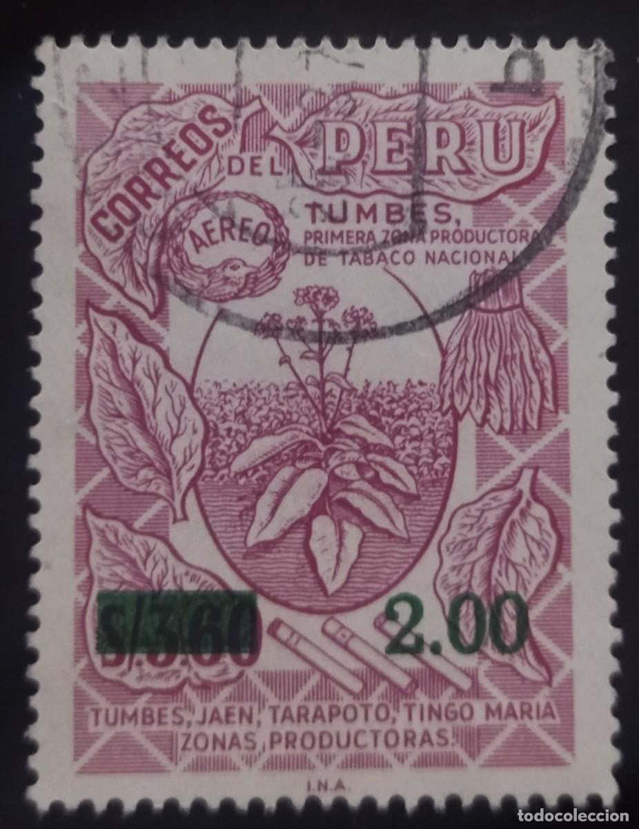 Sellos: PER&Uacute; 1976 Sobrecargado - Correo A&eacute;reo. USADO. - Foto 1