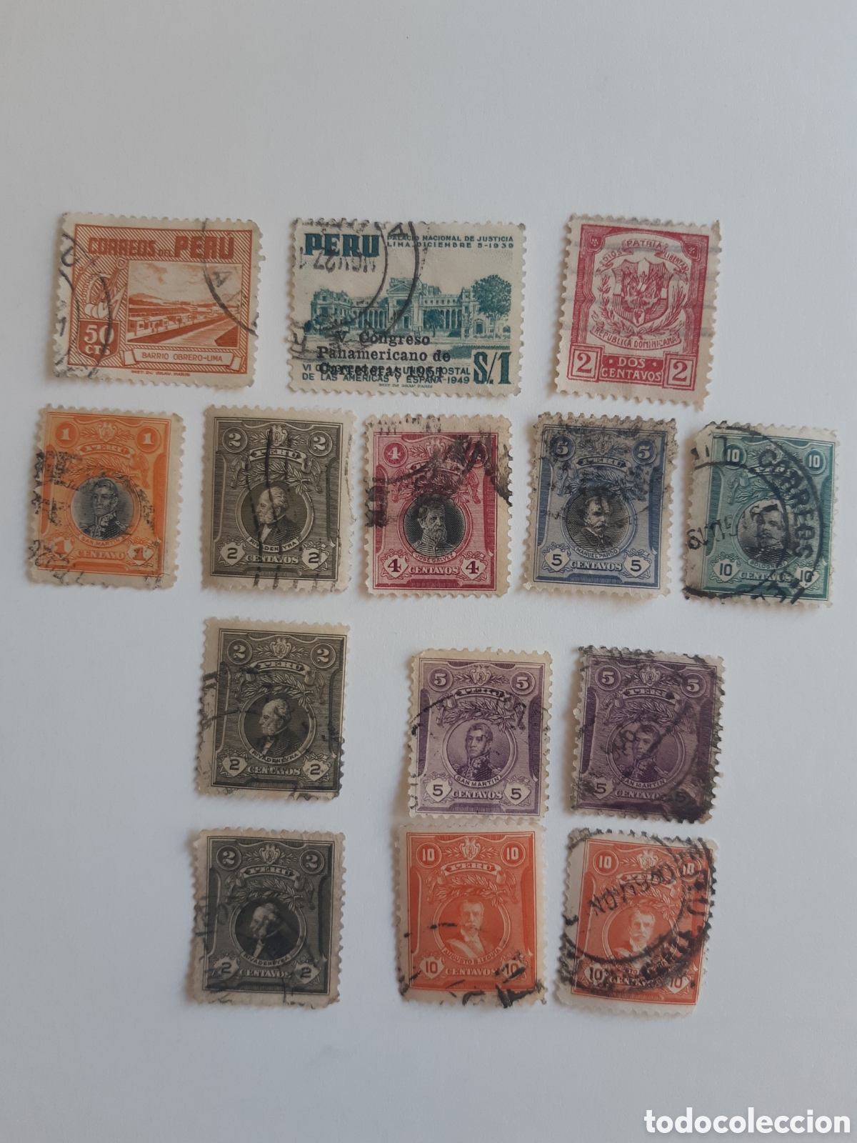 Sellos: Lote de 14 sellos Per&uacute; - Foto 1