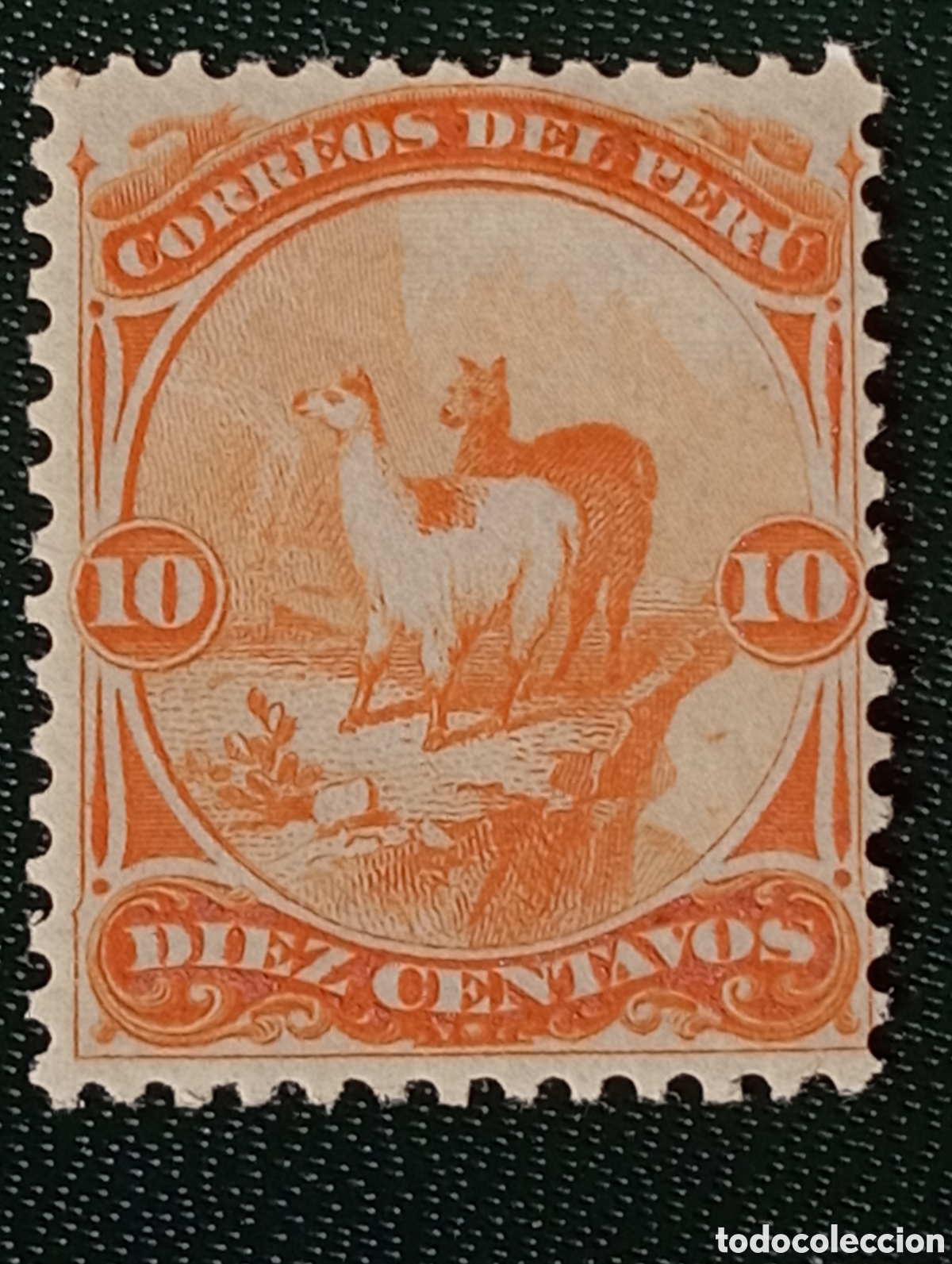 Sellos: Per&uacute; 1895 - Sello 10c Llama (Naranja) - Michel 89 / Scott 111 MH