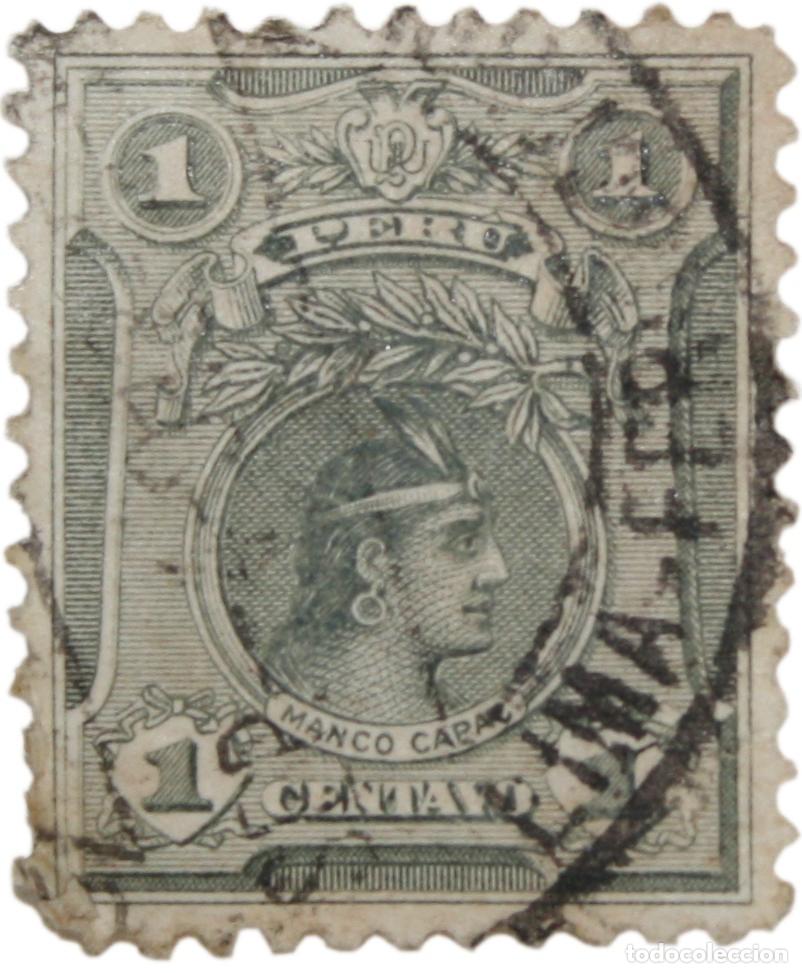 Sellos: Sello Postal Peru 1 centavo 1909 20 Manco Capac