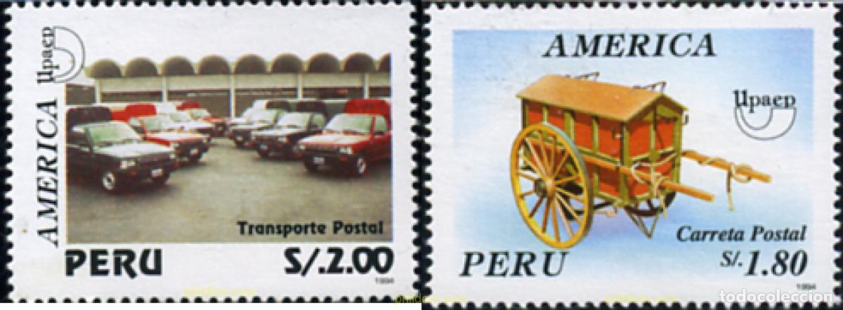 Sellos: 1389 MNH PERU 1995 AMERICA-UPAEP 1994 - TRANSPORTES POSTALES