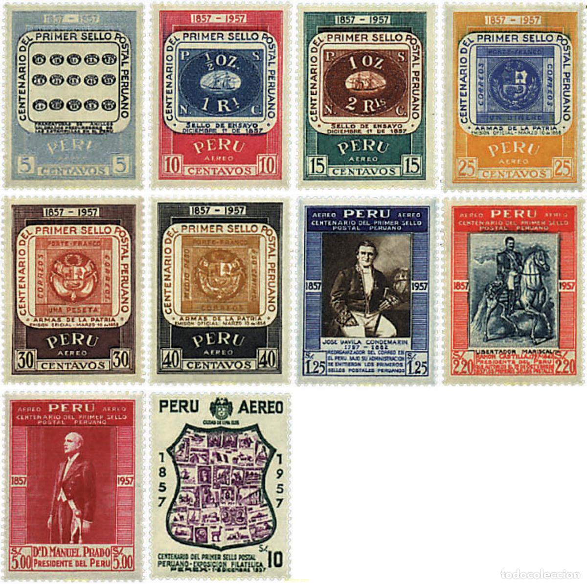 Sellos: 718315 HINGED PERU 1957 CENTENARIO DEL SELLO PERUANO - Foto 1