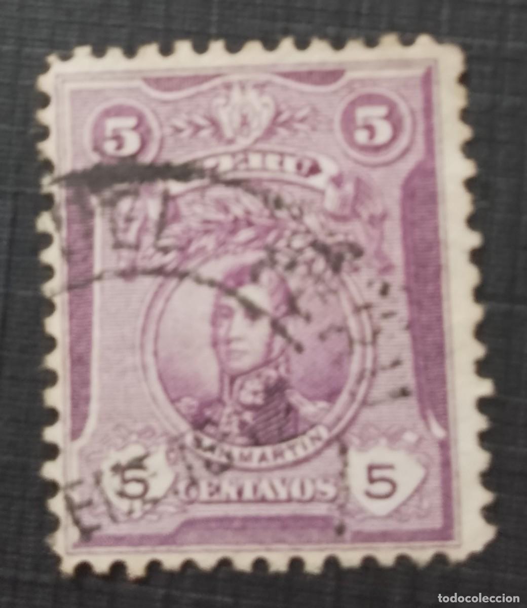 Sellos: 5 CENTAVOS - A&Ntilde;O 1909 - SAN MARTIN