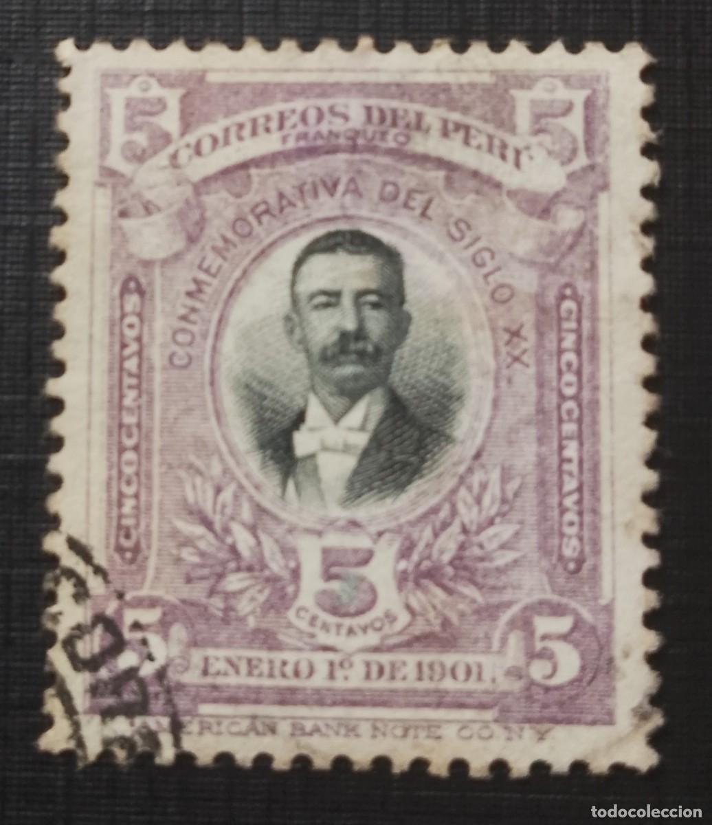 Sellos: 5 CENTAVOS - CONMEMORATIVA DEL SIGLO XX - AUGUSTO B. LEGUIA 1863.1932