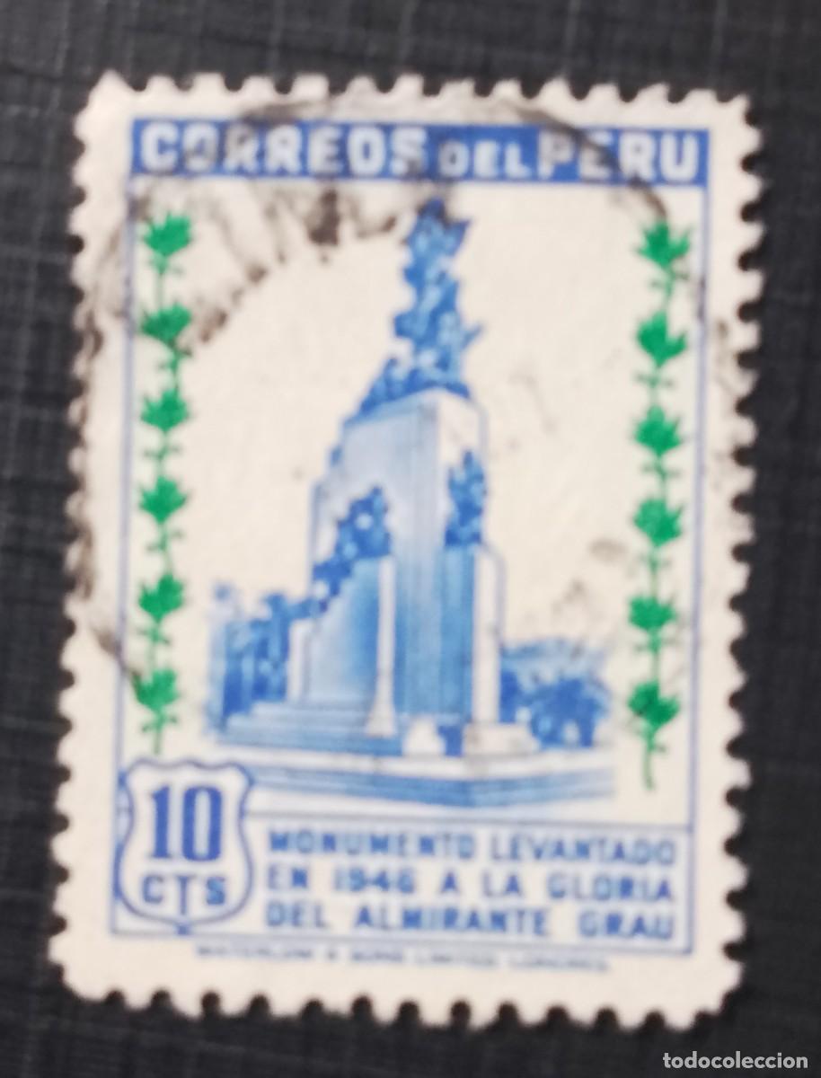 Sellos: V/F 10 CTS - A&Ntilde;O 1949, MONUMENTO AL ALMIRANTE GRAU