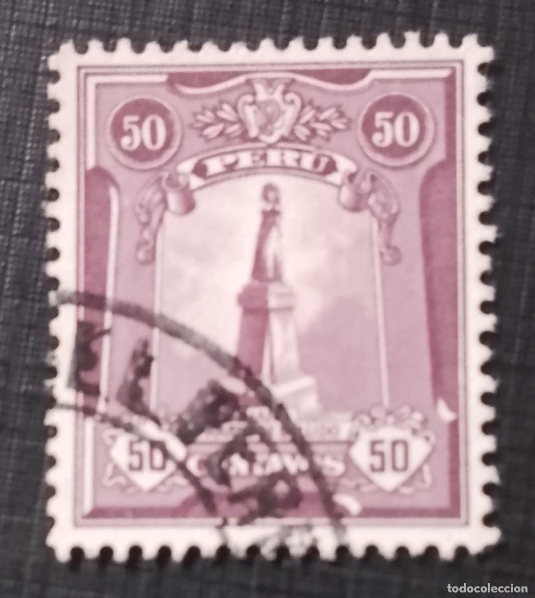 Sellos: V/F 50 CENTAVOS - A&Ntilde;O 1925 - MONUMENTO A MARIA BELLIDO, HEROINA DE LA GUERRA DE LA INDEPENDENCIA
