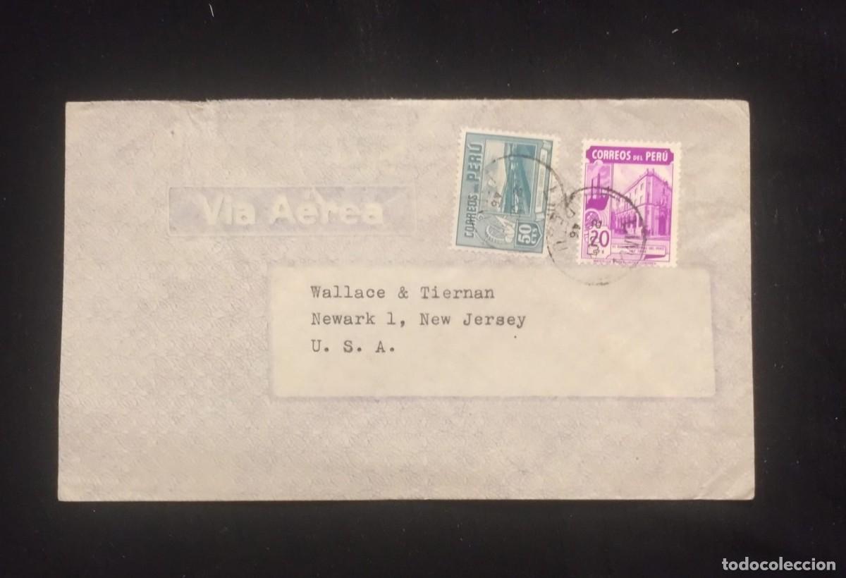 Sellos: TS) 1940 PERU, COVER SENT FROM LIMA TO NEW JERSEY, AIRMAIL, WITH THE NATIONAL INDUSTRIAL BANK, WHICH