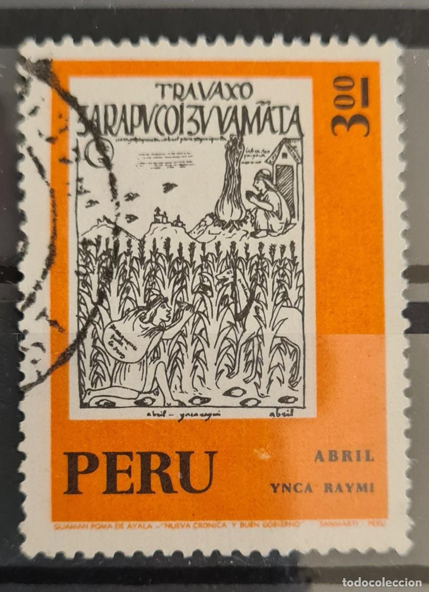 Sellos: Sello usado de Per&uacute; 1973: Calendario peruano
