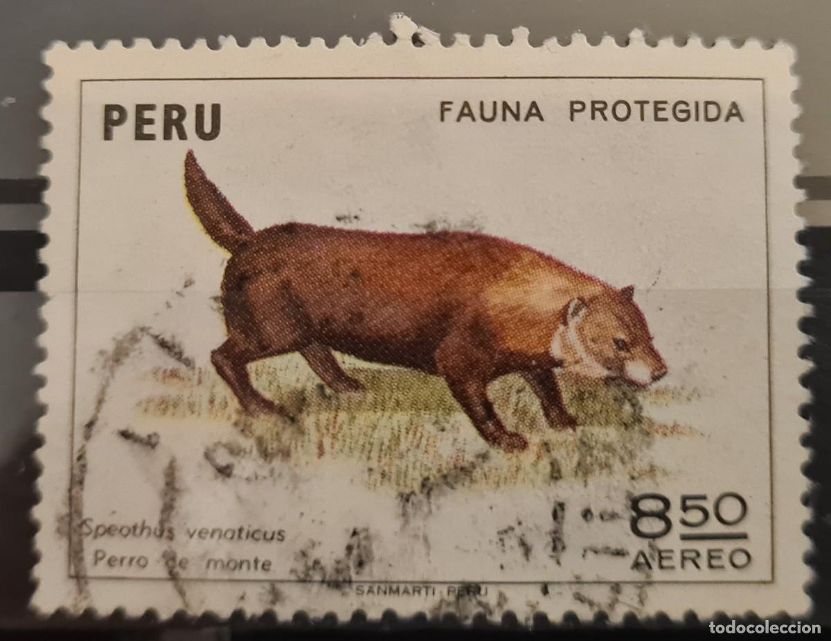 Francobolli: Sello a&eacute;reo usado de Per&uacute; 1973: fauna protegida