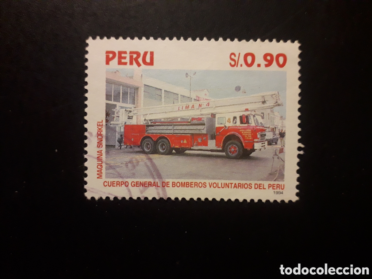 Sellos: PER&Uacute;, YVERT 1038 SELLO SUELTO USADO 1995 COCHE DE BOMBEROS PEDIDO M&Iacute;NIMO 3&euro;